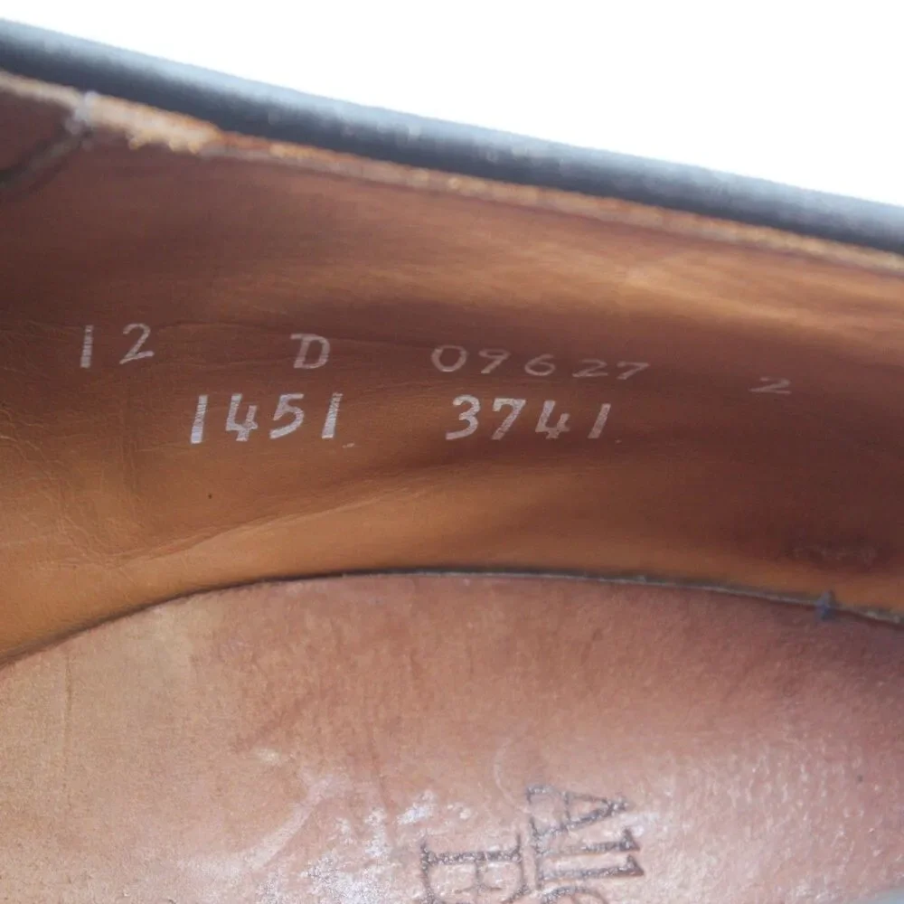 Vintage Allen Edmonds Warton Men 12 Plain Toe Derby Brown Leather Vibram Sole